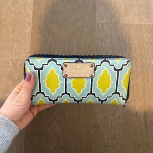 Kate Spade Blue and Yellow Patterned Wallet